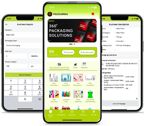 Enter details like product, Packaging type, shelf-life & product weight to get packaging material with technical properties